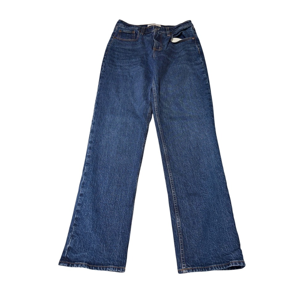 Abercrombie & Fitch Curve Love Mid Rise Straight Jeans Dark Wash Women 28/6L L32